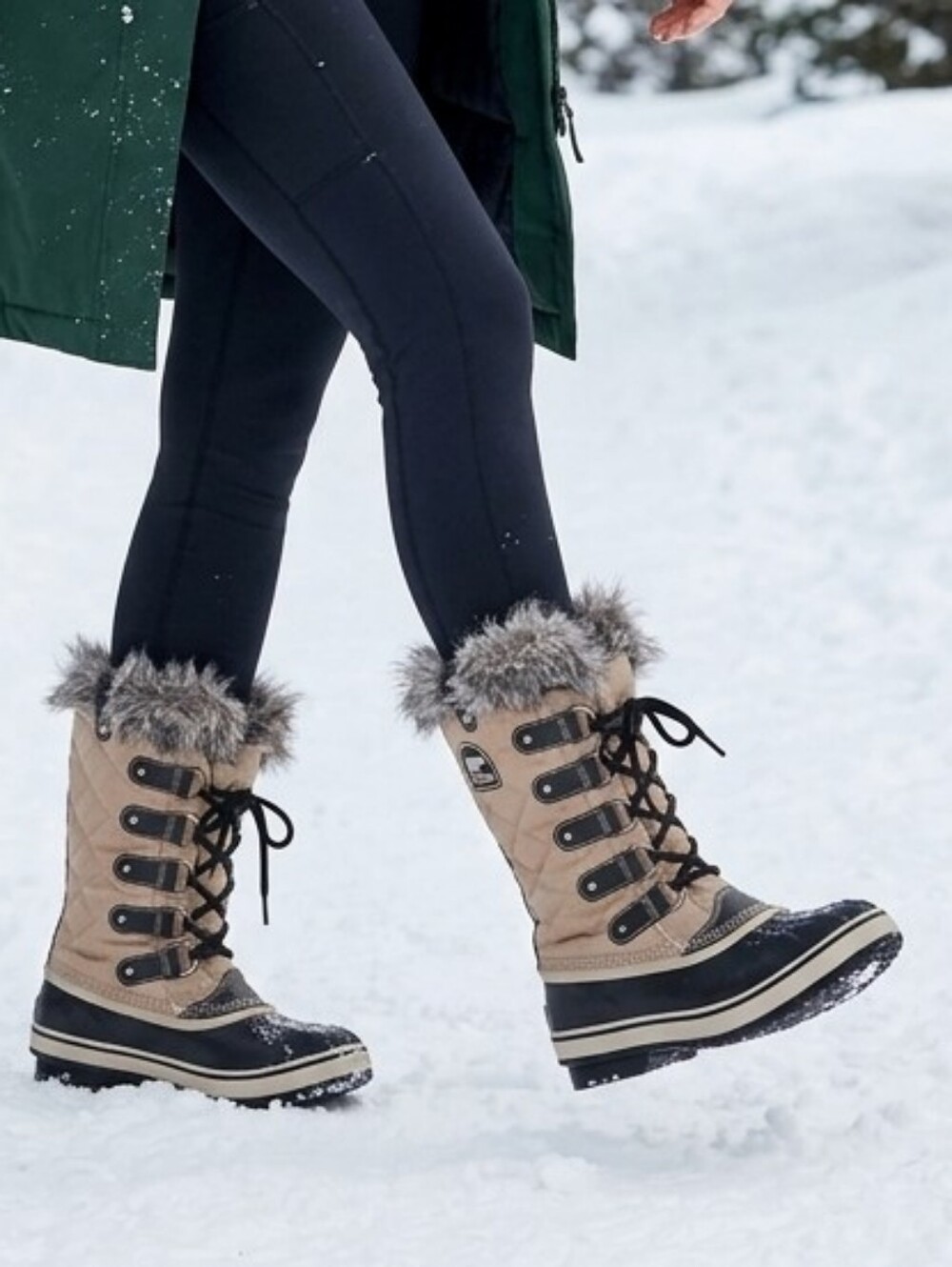 SOREL Joan of Arctic Waterproof Snow Boots Faux Fur Tan Black Size 7 NL1937
